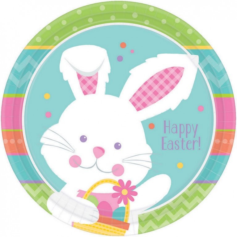 Round Hippity Hop Happy Easter! Dinner Plates 23cm Pack of 8