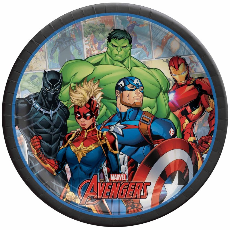 Avengers Marvel Powers Unite Round Dinner Plates 23cm 8 pk
