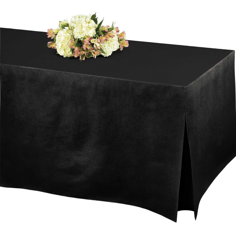 Jet Black Flannel Backed Tablefitters Table Cover 1.8m x 78cm x 68cm