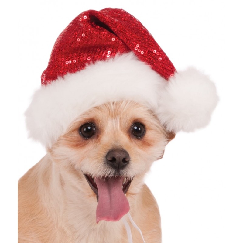 Sequin Santa Pet Hat Red Christmas