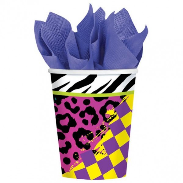 Totally 80's Paper Cups 266ml Pack of 8 | Express Party Supplies