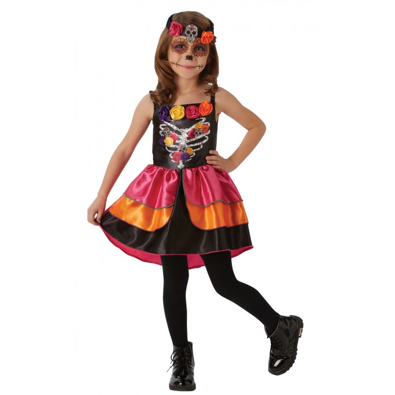 Sugar Skull Day Of The Dead Halloween Girl Child Costume