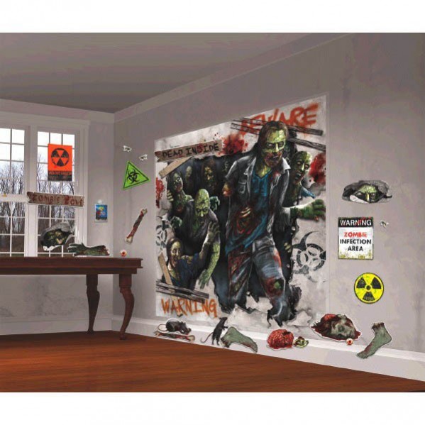 Halloween Party Supplies - Decorating Kits - Zombie Scene Setter Wall
