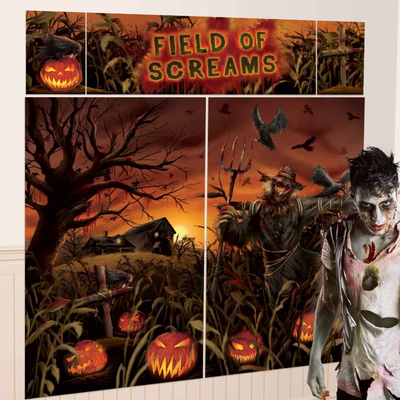 Halloween Field of Screams Pumpkins Wall Decorations 5 pk