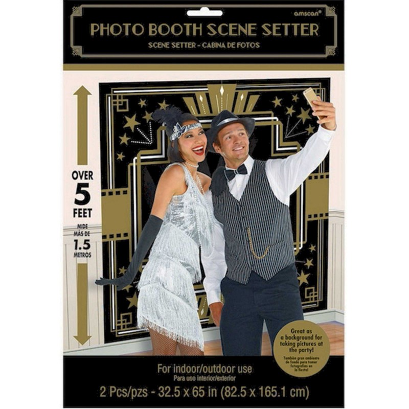 Glitz & Glam Black & Gold Photo Booth Wall Scene Setters 2 pk