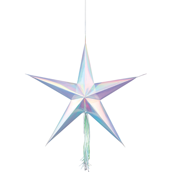 Iridescent Shimmering Party 3D Star Hanging Decorations 3 pk