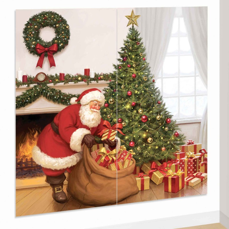 Christmas Santa Claus Wall Scene Setters 165cm x 85cm 2 pk Christmas Santa Claus Wall Scene Setters 165cm x 85cm 2 pk