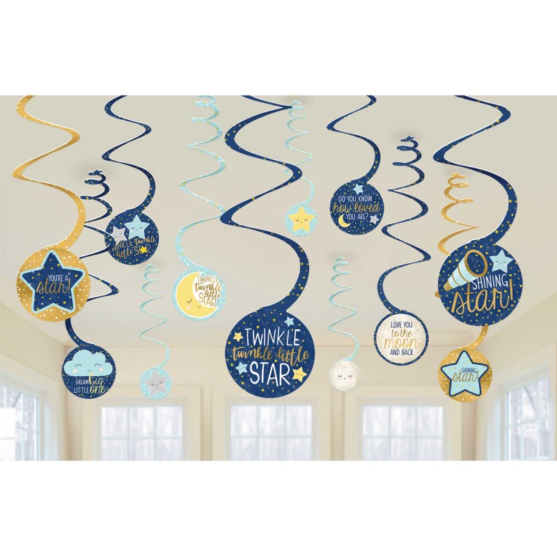 Twinkle Little Star Spiral Hanging Decorations 12 pk Twinkle Little Star Spiral Hanging Decorations 12 pk