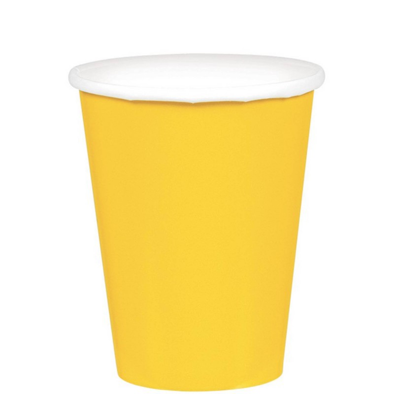 Sunshine Yellow Paper Cups 266ml Pack of 20 - NFS Party