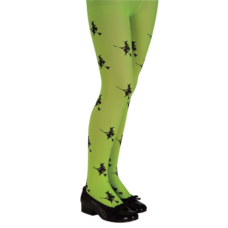 Green Glitter Witch Tights for Child - Accessory