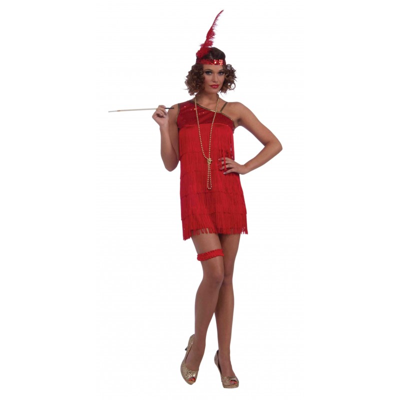Sexy Ruby Red Dazzle Flapper 1920s Adult Costume