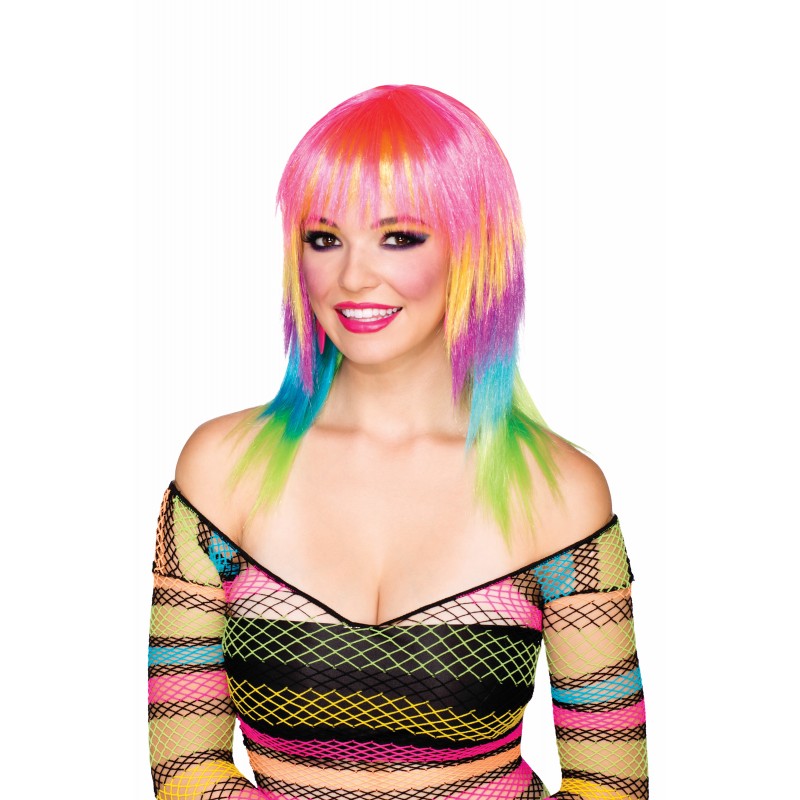 Club Candy Candi Striped Adult Wig 1980s - Accessory