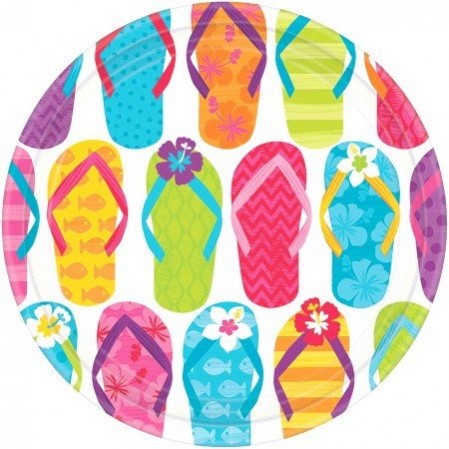 Hawaiian Luau Flip Side Round Lunch Plates 17cm 60 pk