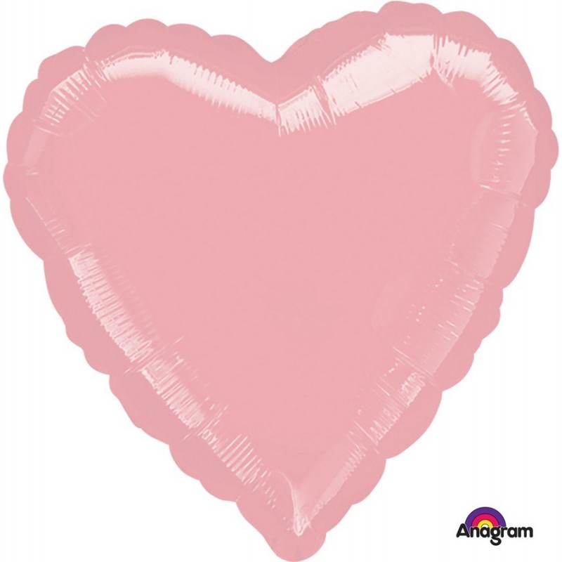 Metallic Pearl Pastel Pink Heart Shaped Balloon - 45cm
