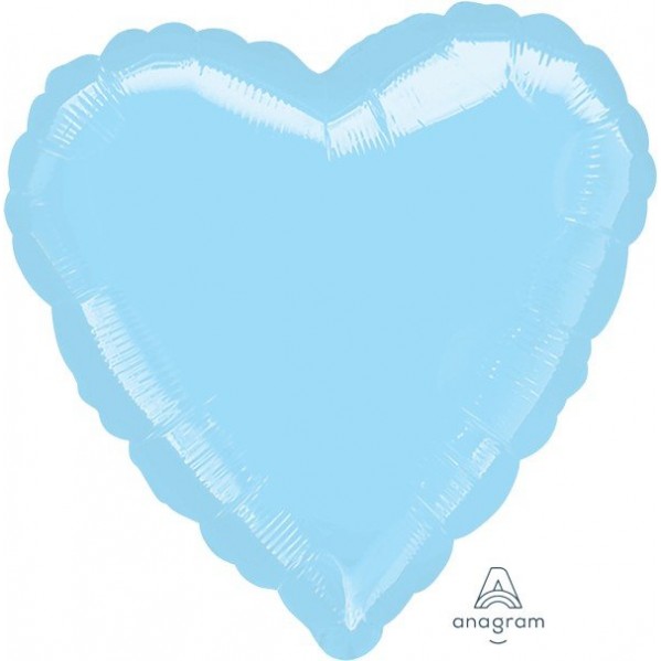 Heart Metallic Pearl Pastel Blue Standard HX 2 Shaped Balloon 45cm