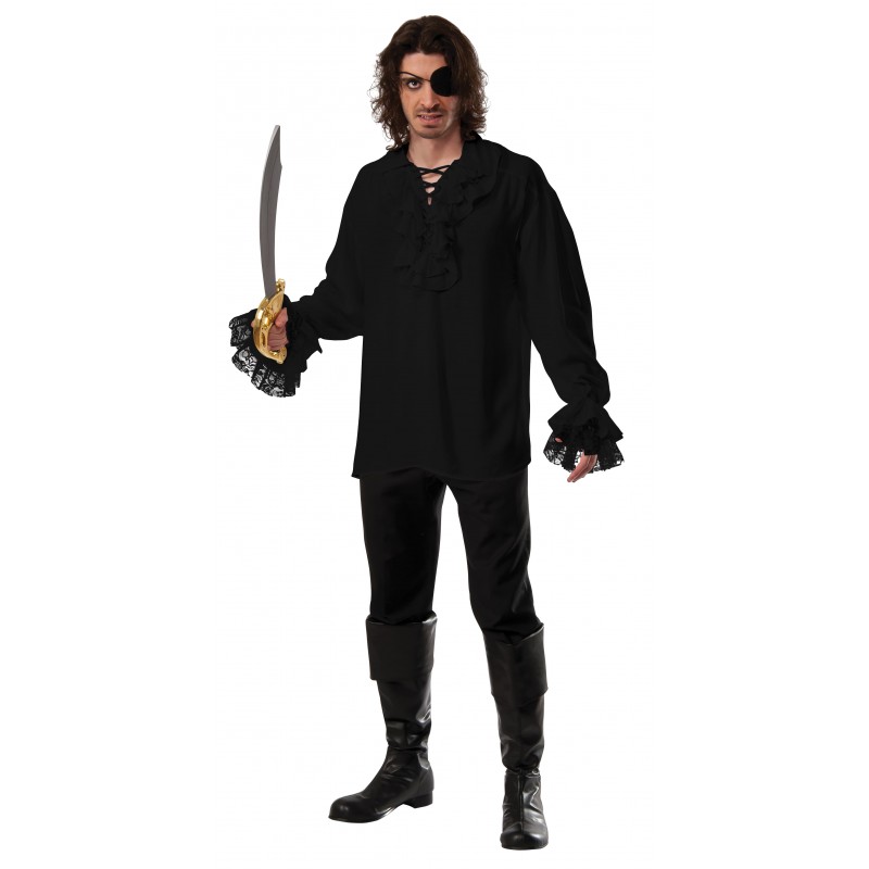 Ruffled Pirate Black Adult Shirt