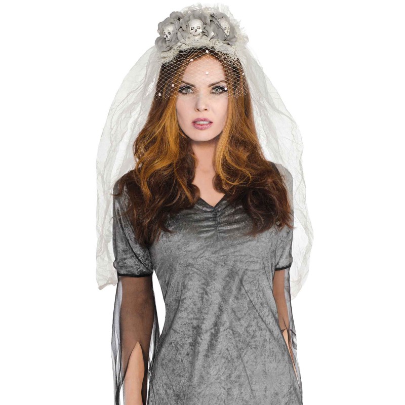 Ghost Bride Skull Couture Headband Adult Size