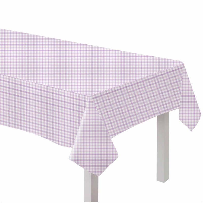 Gingham Pastel Purple Paper Table Cover 1.37m x 2.7m