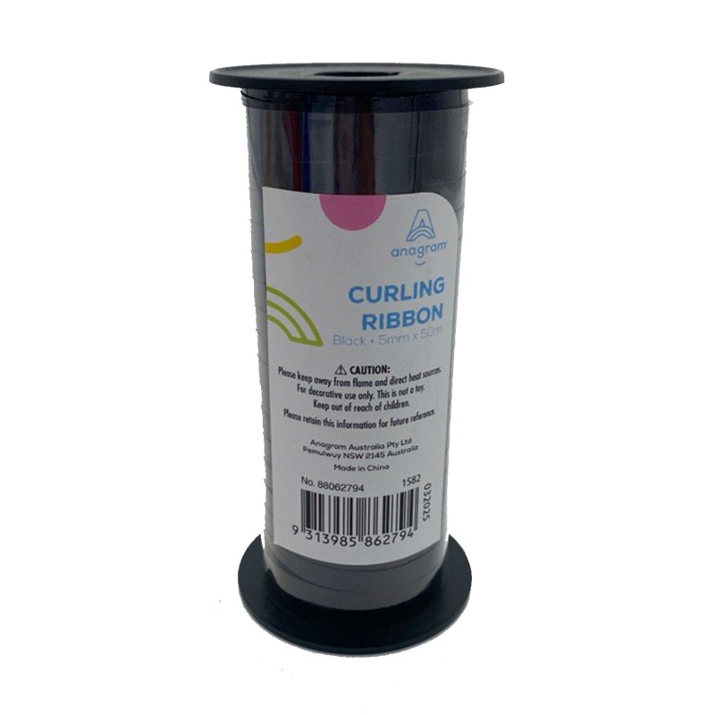 Metallic Black Balloon Ribbon 50m