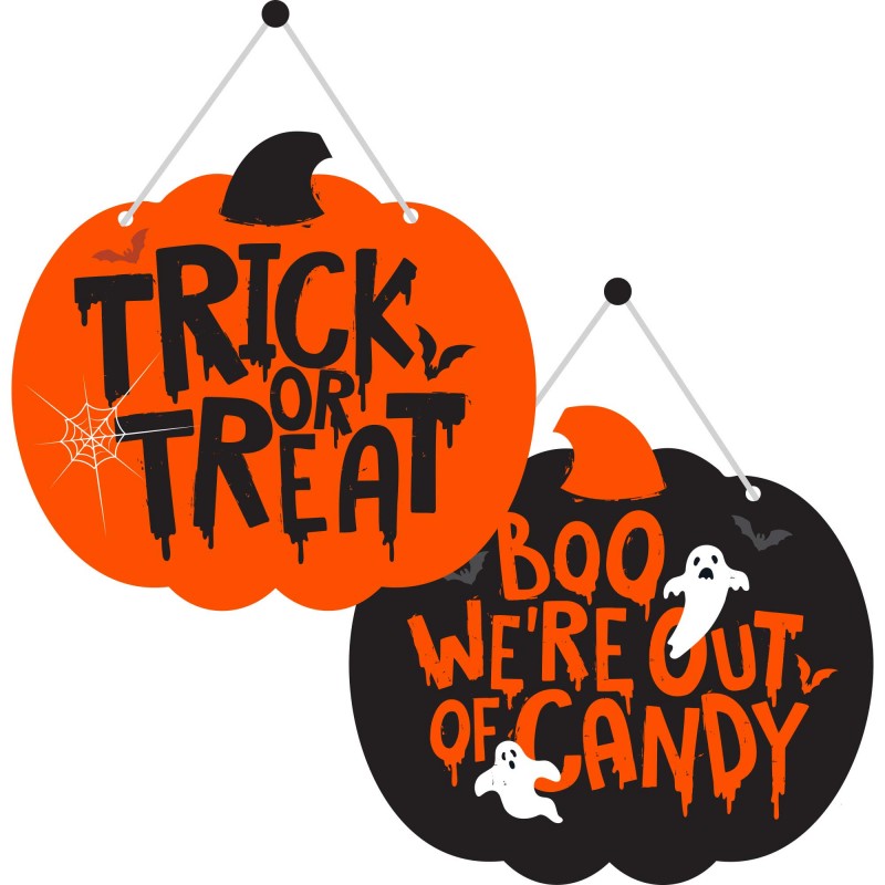 Halloween Pumpkin Fright Night Door Sign 30cm x 27cm