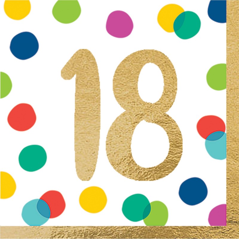 18th Birthday Party Supplies - Lunch Napkins Happy Dots