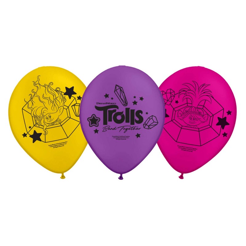 Trolls 3 Band Together Latex Balloons 30cm 6 pk - NFS Party