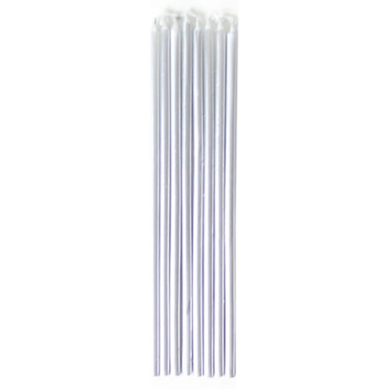 Silver Taper Candles 12cm 10 pk - NFS Party