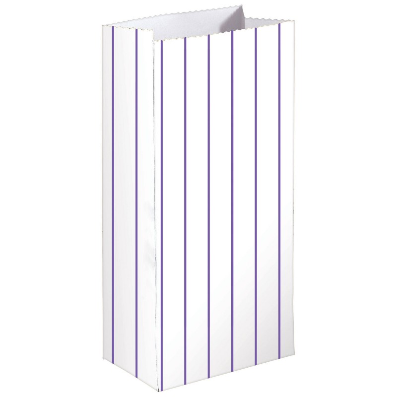 Stripes New Purple Treat Favour Bags 13cm x 25cm x 7.5cm 8 pk - NFS Party