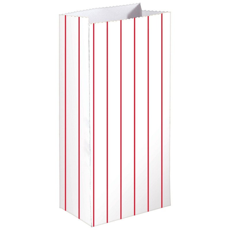 Stripes Apple Red Treat Favour Bags 13cm x 25cm x 7.5cm 8 pk - NFS Party