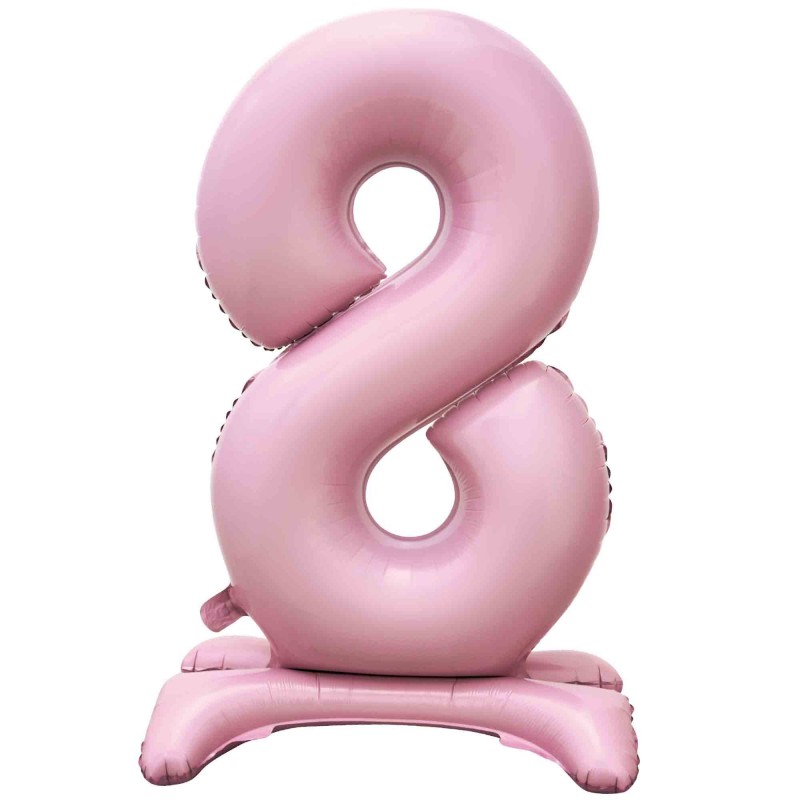 Number 8 Large Standing Pastel Pink Shaped Balloon 76cm - NFS Party