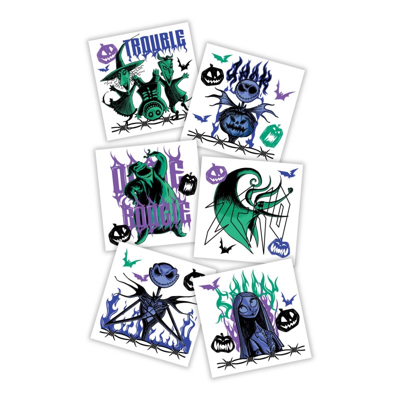 Halloween Nightmare Before Christmas Tattoos Favours 6 pk