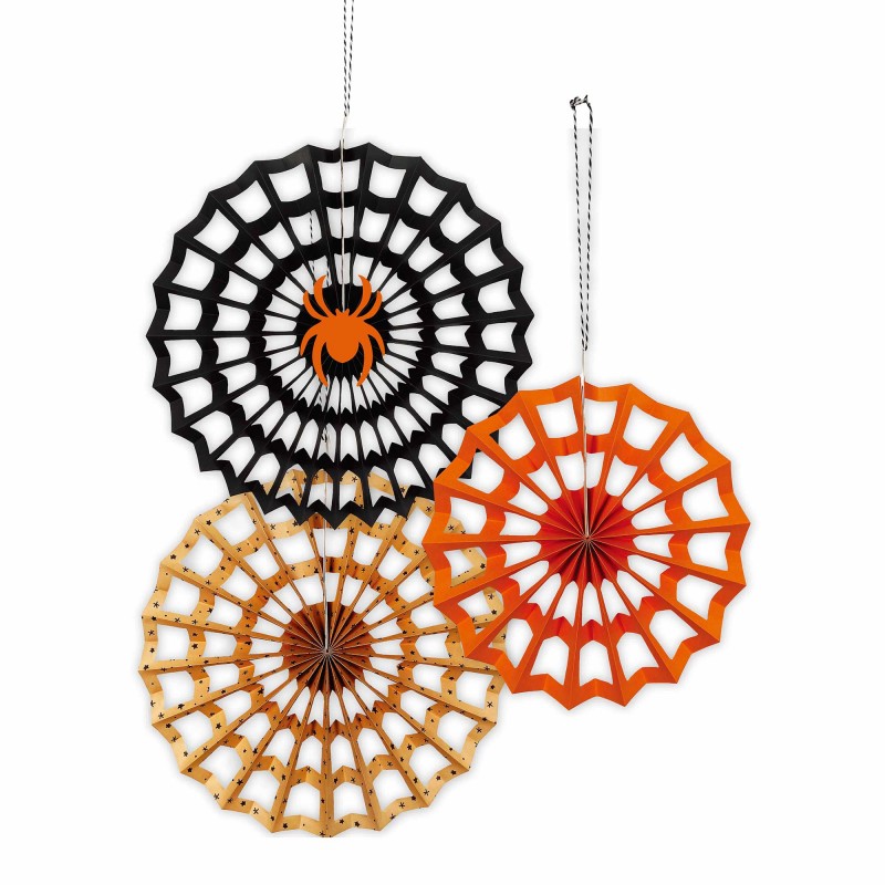 Halloween Fright Night Fan Hanging Decorations 3 pk