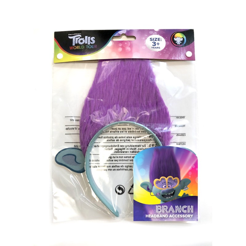 Branch Pop Trolls Headband With Hair & Child Ears - Accessory