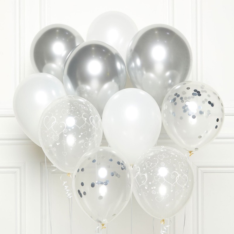 Silver DIY Kit Latex Balloons 10 pk