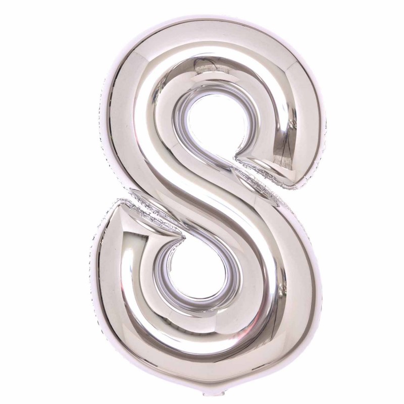 Silver Number 8 Shaped Balloon 54cm x 87cm - NFS Party