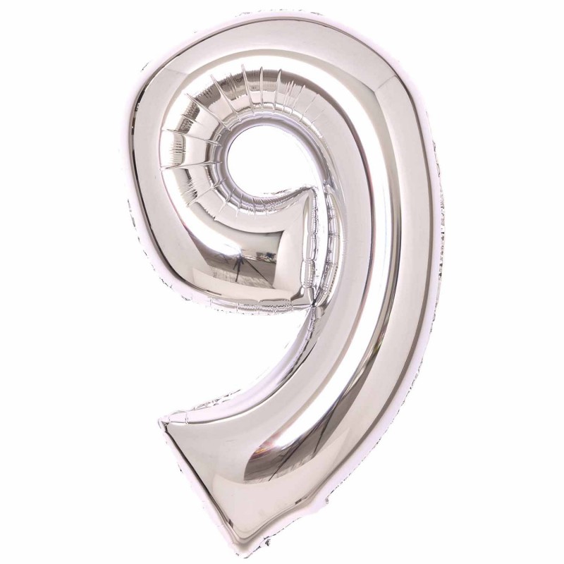 Palloncino Numero 9 Argento Per Festa – 40 Cm In Foil, Decorazione Compleanno E Eventi