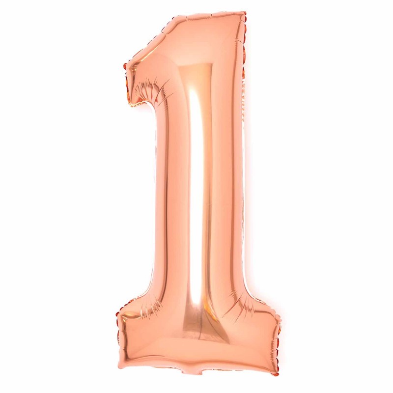 Rose Gold Number 1 Shaped Balloon 37cm x 82cm - NFS Party