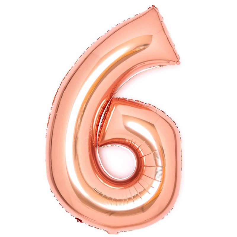 Rose Gold Number 6 Shaped Balloon 56cm x 92cm - NFS Party