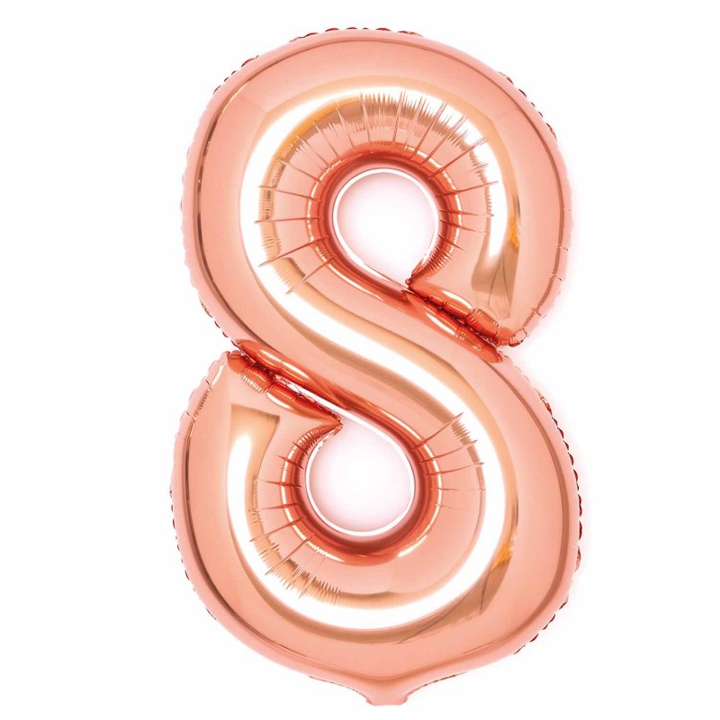 Rose Gold Number 8 Shaped Balloon 54cm x 87cm - NFS Party