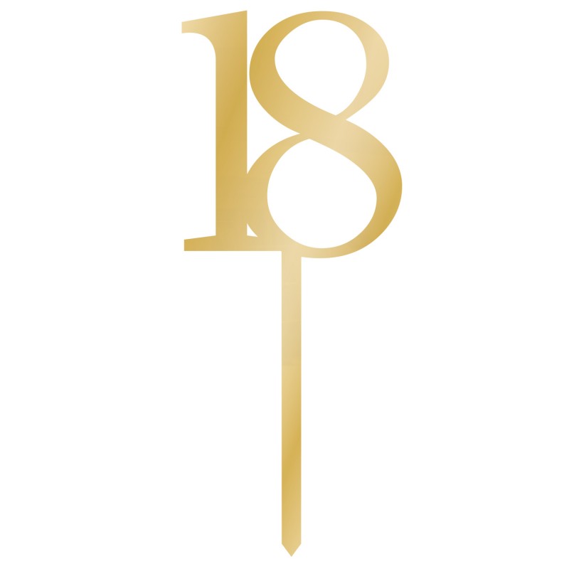 18th Birthday Gold Acrylic Sparkling Celebration Cake Topper 8cm x 15cm - NFS Party