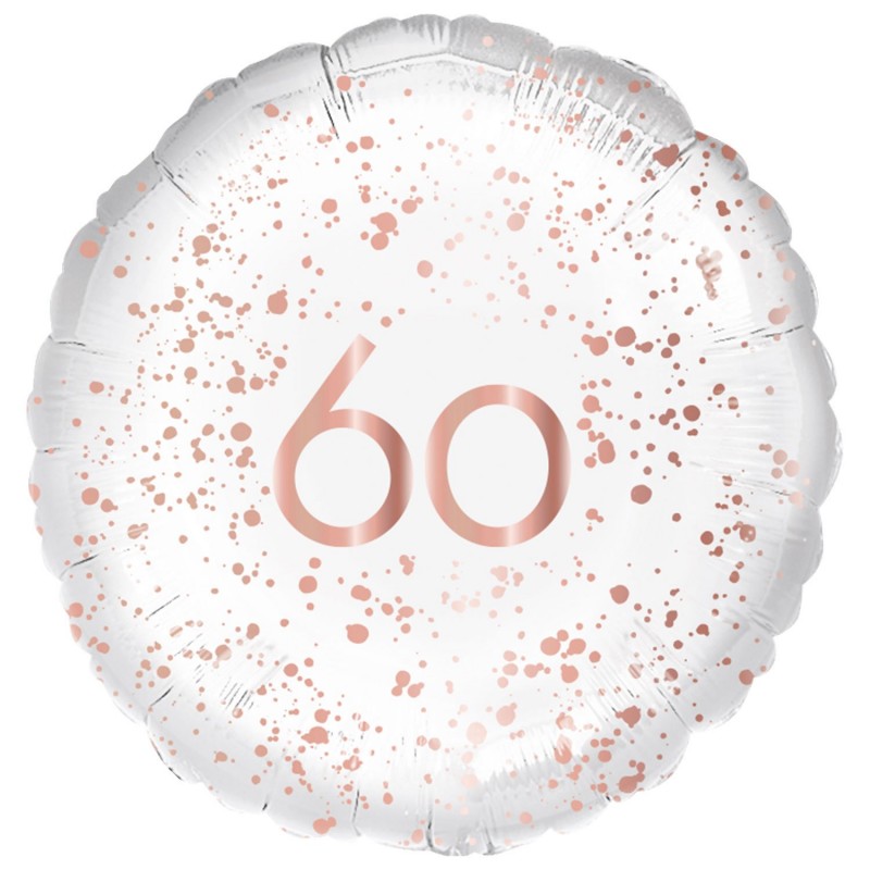60th Birthday Rose Gold Round Foil Balloon 45cm - NFS Party