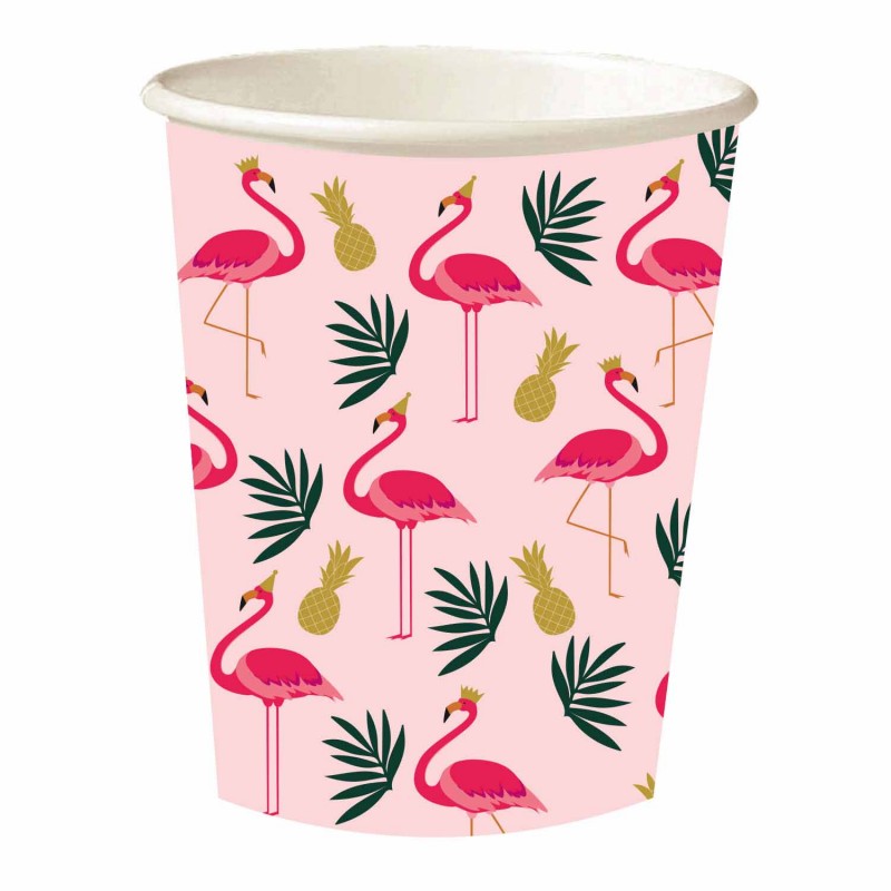 Hawaiian Luau Flamingo Paper Cups 8 pk