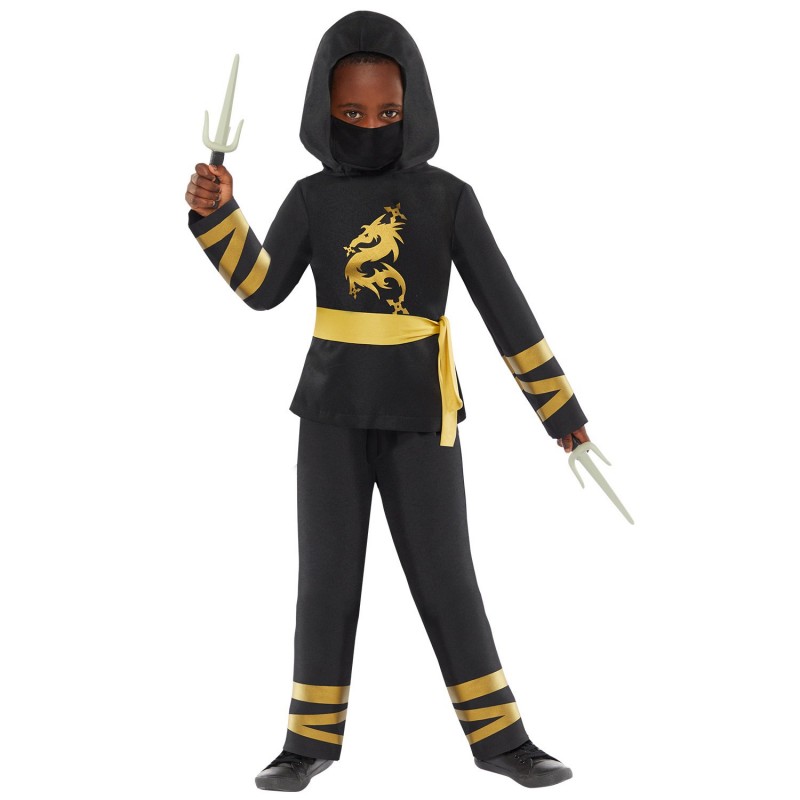 Gold Ninja Boy's Costume 8-10 Years