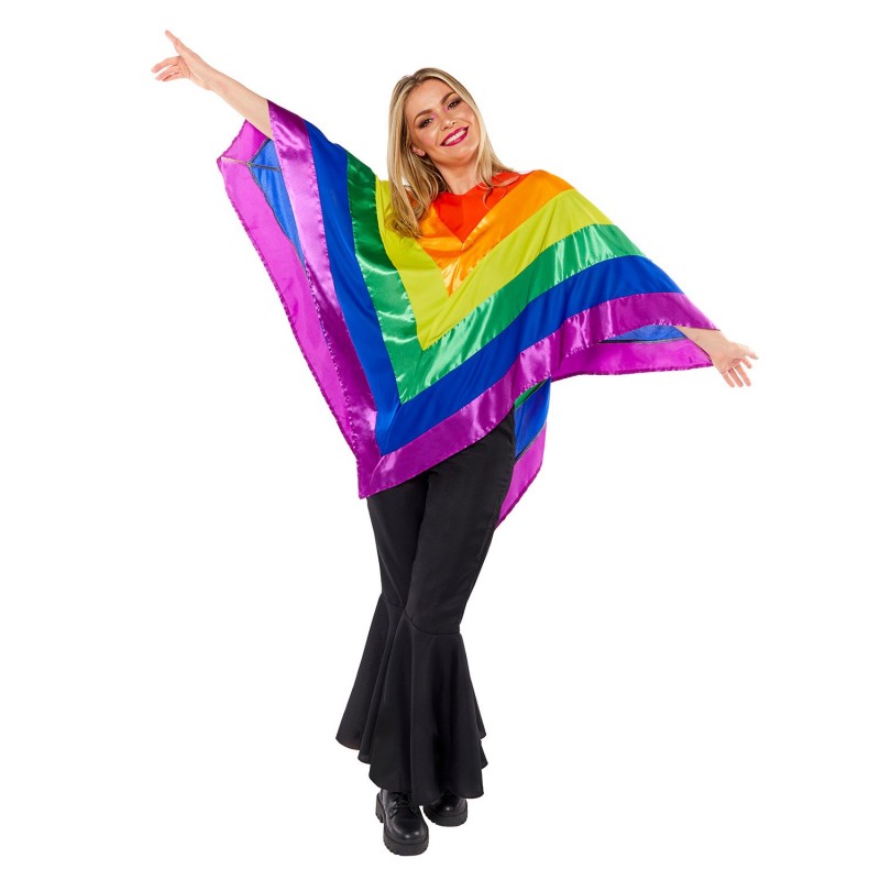 Rainbow Poncho Women's Costume One Size