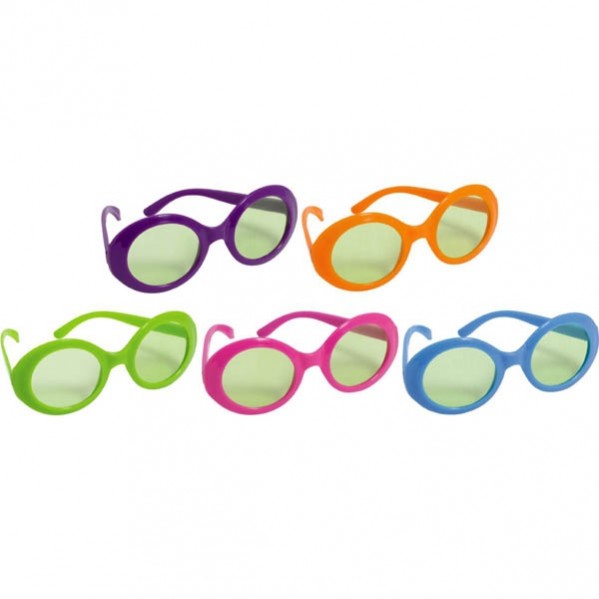 Disco & 70's Costume Accessories Multi Coloured Disco Fever Plastic Glasses Pack of 10