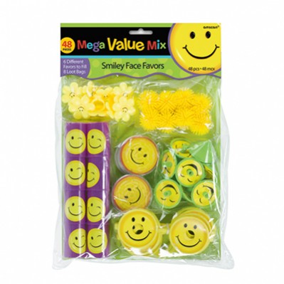 Emoji Favours For 8 Guests Smiley Face 48 Items