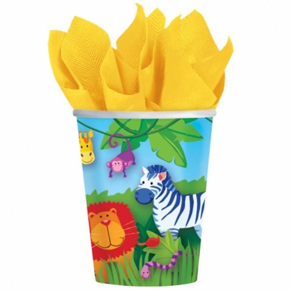 Jungle Animals Paper Cups 266ml Pack of 8
