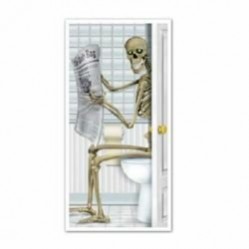 Halloween Skeleton Restroom Toilet Door Decoration 76cm x 152cm - NFS Party