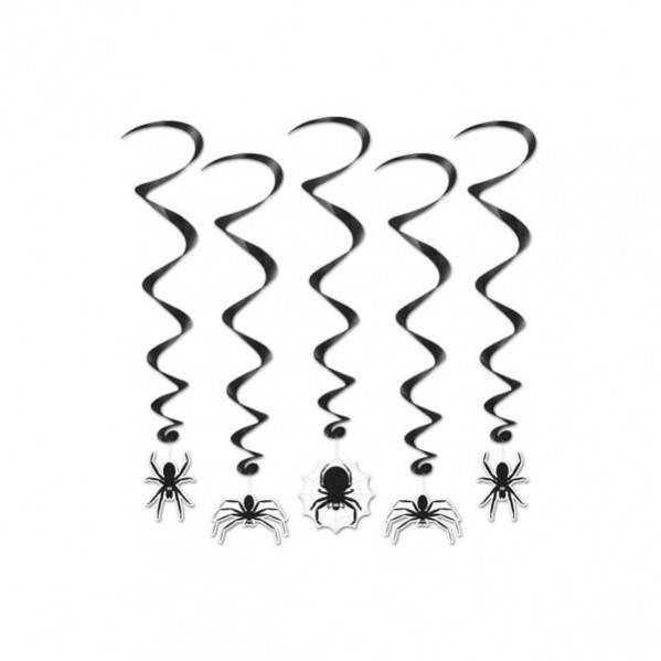 Halloween Spider Whirls Hanging Decorations 86cm Pack of 5