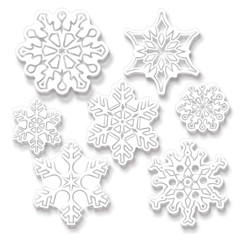 Christmas Clear Snowflakes Hanging Decorations 7 pk